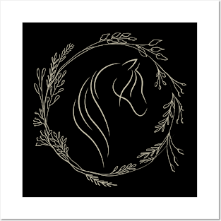 Horse Floral Design Posters and Art